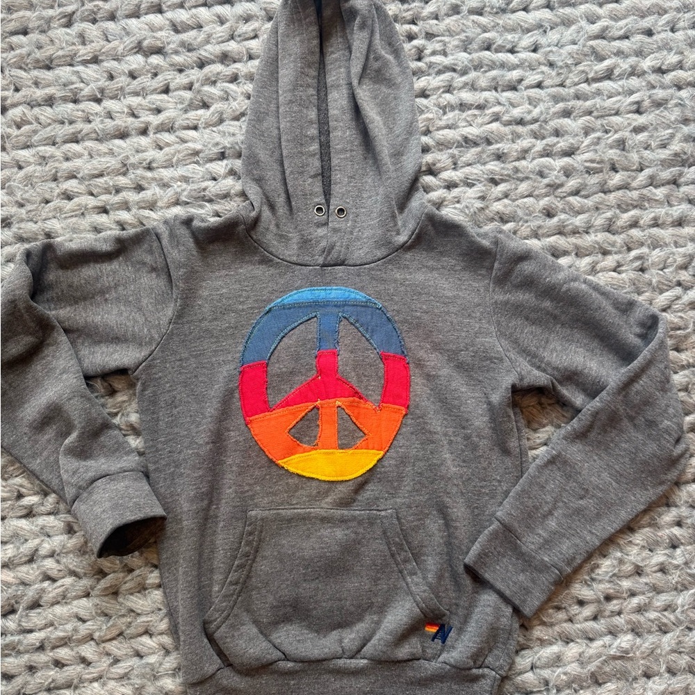 SUPER RARE kids Aviator Nation hoodie with Peace Sign 8 / 10
